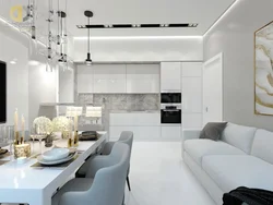 Black and white kitchen living room interior design