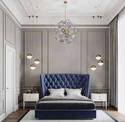 Bedroom with moldings on the walls in a modern interior