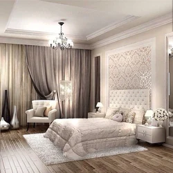 Bedroom with moldings on the walls in a modern interior