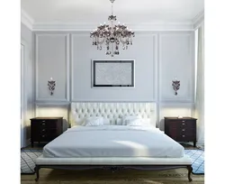 Bedroom with moldings on the walls in a modern interior