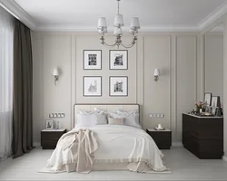 Bedroom With Moldings On The Walls In A Modern Interior