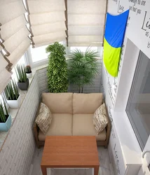 Interior of a balcony with a sofa in an apartment