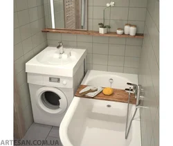 Ванна и стиральная машина в маленькой ванной комнате фото