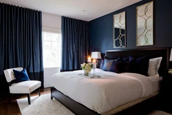 Bedroom interior design with dark furniture