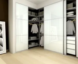 Wardrobe in the hallway photo with a mirror inside photo