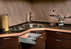 Corner sink in the kitchen in the interior