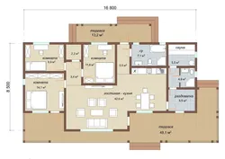 Design of one-story houses with three bedrooms