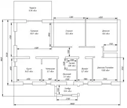 Design of one-story houses with three bedrooms