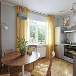 Interior for kitchen 9 sq m photo with sofa