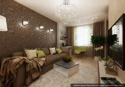 Интерьеры гостиной в современном стиле в квартире с обоями