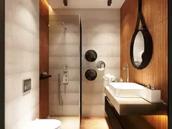 Интерьер ванной комнаты с душем и туалетом