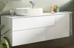 Дызайн ракавіны ў ванным пакоі з тумбай