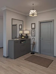 Apartment design gray floor and gray doors