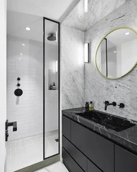 Дизайн черно серо белой ванной комнаты