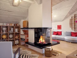 Living Room Design In A House With A Stove