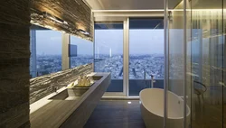 Bathroom design with panoramic window