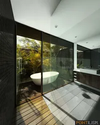 Bathroom design with panoramic window