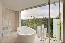 Панорамалық терезесі бар ванна бөлмесінің дизайны