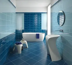 Photo of blue and white bathroom