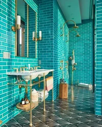 Дизайн ванной комнаты бирюзовая плитка