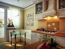 Kitchen design with access to a balcony 8 sq m
