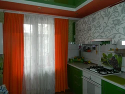 Orange kitchen curtains photo