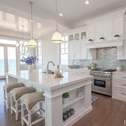 Kitchen design with one window and island