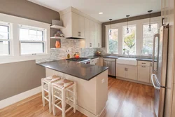 Kitchen design with one window and island