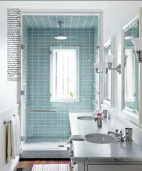 Дизайн ванной комнаты с душевой с окном