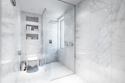 Дизайн ванны белый мрамор с серым