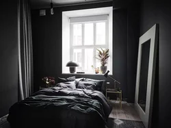 Спальни фото черные стены
