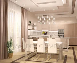 Photo beige kitchen living room