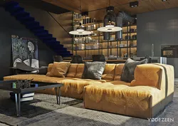 Loft style sofa in the living room interior