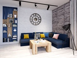 Loft style sofa in the living room interior