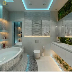 Interior design of a bathroom and toilet in the house