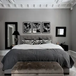 Bedroom design in black and gray tones