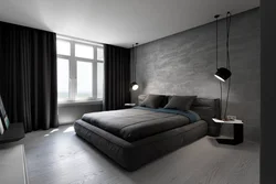 Дизайн спальни в черно серых тонах