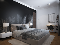 Bedroom design in black and gray tones