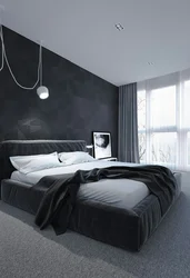 Bedroom Design In Black And Gray Tones