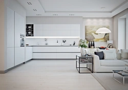 Kitchen Living Room With White Furniture Design