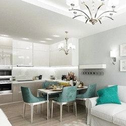 Kitchen living room with white furniture design