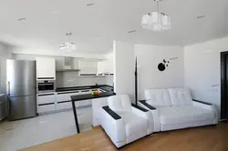 Kitchen living room with white furniture design