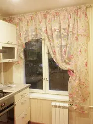 Curtains in the kitchen in Khrushchev photo