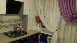 Curtains in the kitchen in Khrushchev photo