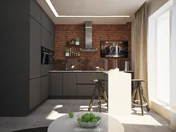 Loft style kitchens in apartments photo 9 sq.m.