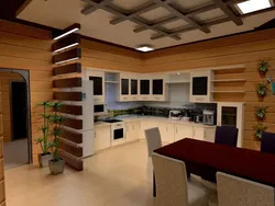 Kitchen Living Room Made Of Timber Interior