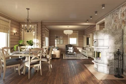 Kitchen Living Room Made Of Timber Interior