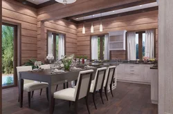 Kitchen Living Room Made Of Timber Interior