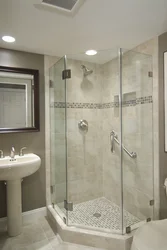 Shower corner in a small bathroom real photos