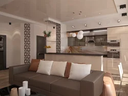 Kitchen design in brown beige wallpaper